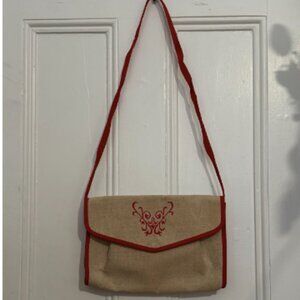 Off White and Red Crossbody Bag